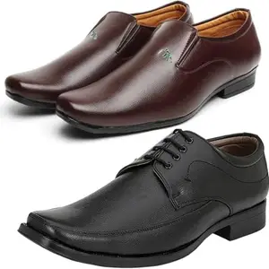 Vitoria Slip On Shoes for Men | Shoes for Men with PU Sole | Comfortable & Lightweight |Durable & Trendy Design | Color : Multicolor | Size : 6, VTR_1002BdrBlk_VTR_2005Brwn_2S_6