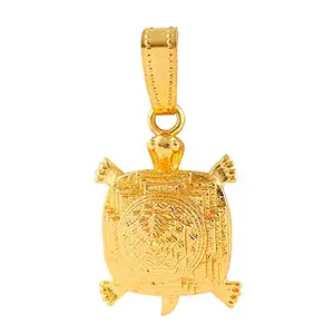 Shree Shyam Gems and Jewellery women's Antique Finish Metal Good Luck Charm Tortoise Sri Yantra Fengshui Vaastu Pendant/Locket (Gold Plated)