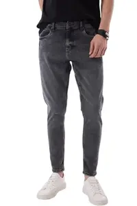 Snitch Men Casual Jeans | Skinny Fit Mid Rise Solid Pattern | Premium Cotton Blend with Lycra for Comfort & Flexibility | Stone-Wash Denim for Everyday Wear |Charcoal Grey