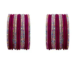 BANGLESKART Glass Bangle Set for Girl's and Women's (1 Pair) Magenta