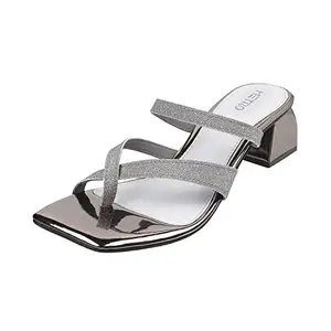 Metro Women Gun Metal Chunky Block Heel Fashion Slip-on UK/5 EU/38 (40-2520)
