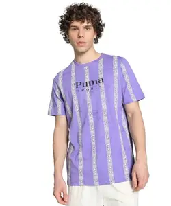 Puma Men's Printed Regular Fit T-Shirt (629239_Lavender Alert