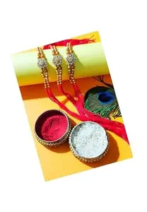 ARYANSH SHOPPE Circle Stone Designer Rakhi | RakshaBandhan Rakhi | With Roli & Chawal (AR-072) (Pack of (5)