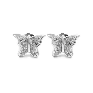 Zarkan Pure Silver Butterfly AD Earrings