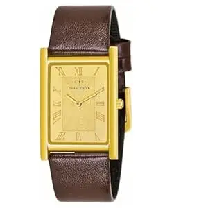 CHARLIEKEEN Slim Analogue Watch, Black Dial, Leather Strap