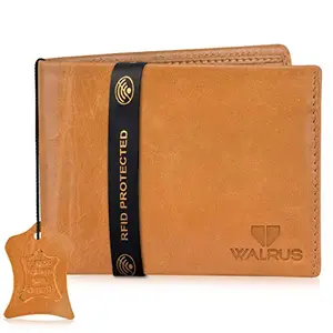Walrus Imperial-VI Beige Leather Men Wallet with RFID Protection