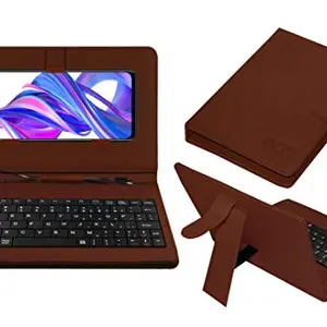 Acm Keyboard Case Compatible with Honor 9X Mobile Flip Cover Stand Direct Plug & Play Device for Study & Gaming Brown