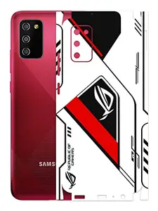 AtOdds - Samsung Galaxy M02s Mobile Back Skin Rear Screen Guard Protector Film Wrap (Coverage - Back+Camera+Sides) (Rog Red)