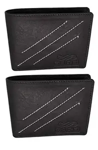 Gargi Leather Black Formal Regular Wallet (Pack of 2 )