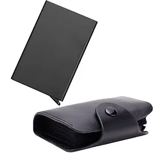 Stealodeal New Purple Leatherite Wallet with Silver Steel Card Holder