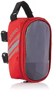Amazon Brand - Solimo Bicycle Saddle Bag with Touchscreen Pocket For Smartphone, Red - Polyester, Pack of 1