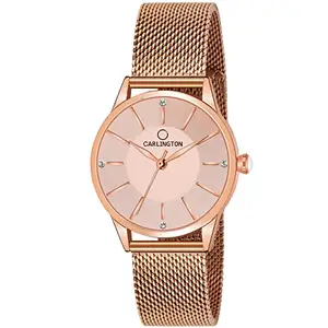 Carlington Stainless Steel Analog Dial Women & Girl's Watch - Rose Gold Dial and Band