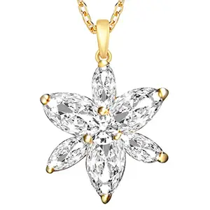 Peora Gold Plated American Diamond Studded Pendant Necklace Chain Fashion Stylish Design Jewellery Gift For Women & Girls (PX8P148_New) - Valentines Gift for Her