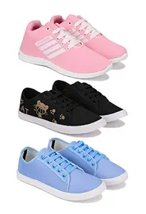 Bersache Sports (Walking & Gym Shoes) Running, Loafers, Sneakers Shoes for Women Combo(MR)-1704-1629-1252 Multicolor (Pack of 3)