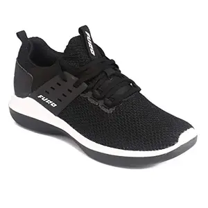 FURO Lace Up Comfortable Stylish Walking & Running Sports Shoes for Men W3023 Black