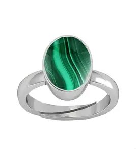 SIDHARTH GEMS Certified Untreatet 11.25 Ratti 10.00 Carat A+ Quality Natural Malachite Silver Plated Ring for Women's and Men's