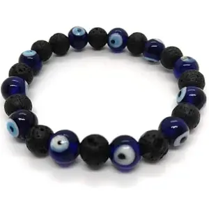 Lava Stone with Evil Eye Bracelet | Grounding Energy & Protection | Promote Strength, Stability & Resilience