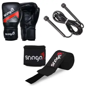 Snaga Complete Boxing Kit-Boxing Gloves with Wrist handwrap and Skipping Rope for Training – Superior Comfort, Durable & Shock-Absorbing with Secure Fit – Perfect for Boxing, and Kickboxing.
