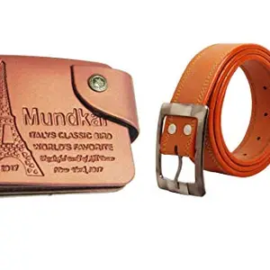 Mundkar Men Tan Wallet Belt Combo Gift Set (299_Combo_03)