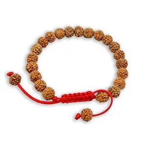 Aanya Gems 5 Mukhi 5 Faced Brown Rudraksh Rudraksha Bracelet Band for Men and Women with Lab Certificate