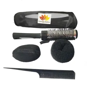 Foreign Holics Professional Hair Tool Kit Hair Curling Brush, Tail Comb, Bouffant Maker and Hair Donut 4 Pcs Set