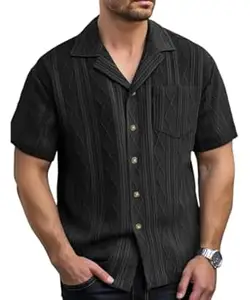 Leriya Fashion Shirt for Man | Mens Casual Shirts | Shirt for Man| Shirts for Mens Stylish |Half Sleeve Button Down Textured Summer Beach Goa Wear Holiday Outfits (Available in Plus Sizes)