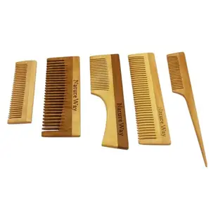 NatureWay | Hair Comb Set Combo for Women & Men | Hair Comb Set for Women | Pack of 5| Lily,Handle,Tail,Pocket,Shampoo