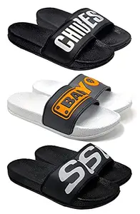 Axter Multicolor Men's Casual Stylish Slides Slippers 7 UK (Set of 3 Pair) (3)-1704-1706-1720