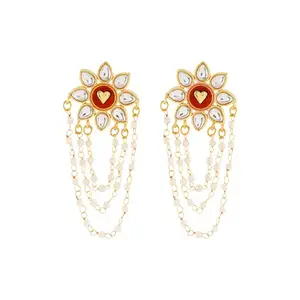 Teejh Dekho Magar Pyaar se Maroon & Orange Truck Art Earrings