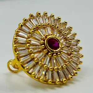 ANJALI CHHIPA Womens Party Ring- Circular Shape Ruby in The Center (Jewelry Wine 007)