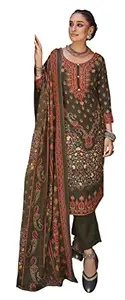 DRAVINAM Trends Un Stitched Women's Kashmiri Woolen Salwar suit Dress Material for winter wear with warm pashmina shawl dupatta (Green)