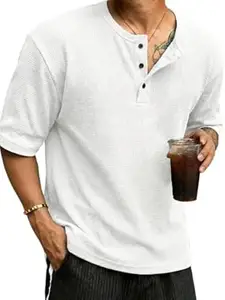 The Modern Soul Men's Premium Waffle Knit Henley Tshirt for Men