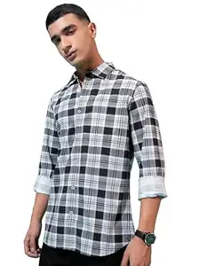 Highlander Men's Slim Fit Checks Shirt | Full Sleeves | Regular Collar | Casual Shirts for Men