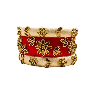 Yaalz Silk Thread Bangles with Kundan stone Embellishment for Fabric Bangles for Babies, Girls and Women for Festival, Traditional, Birthday, Everyday Office-casual wear