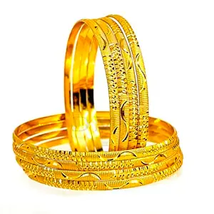 DMJ Premium Gold-Plated Handcrafted Trendy Bangles Jewellery for Women & Girl's (Set Of 8) (DBS804) (2.8)