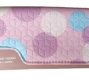 Fashion Leather Wallet, Pink and Blue Polka Dot Pattern, 19 cm (Multicolour)