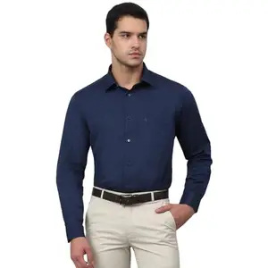 Cantabil Cotton Blue Solid Full Sleeve Regular Fit Formal Shirt for Men with Pocket | Cotton Formal Shirt for Men | Formal Wear Shirts for Men (MSHF00362_Blue_44)