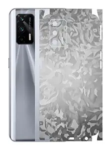 AtOdds - Realme X7 Max Mobile Back Skin Rear Screen Guard Protector Film Wrap with Camera Protector (Coverage - Back+Camera+Sides) (Silver Camoflage)