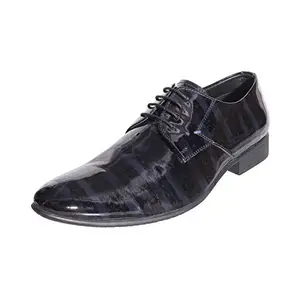 Metro Men Black-Grey Leather Lace-up Shoes 7-UK (41 EU) (19-6296)
