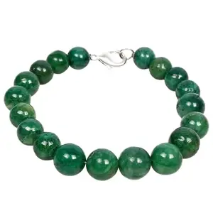 gemsindia 157 Cts Natural Green Emerald Round Cab Beads Handmade Unisex Bracelet 7.5 Inch