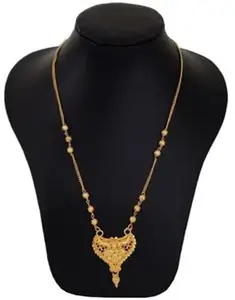 Homeistic Applience Ethenic One Gram Gold Pendant Black Beads Short Mangalsutra Jewellery (18 Inch) Brass Mangalsutra