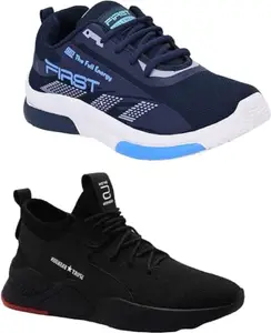 Men's Casual Shoes (Combo of 2) Running Shoes for Men (Blue and Black) | Size : 10