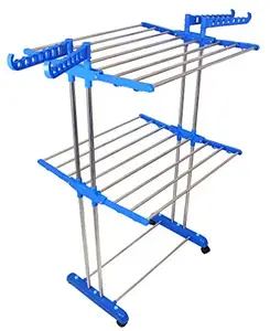 LAKSHAY Single Pole triply Layer Clothes Dryer Stand mild Steel Carbon Steel, Plastic Floor Cloth Dryer Stand (Blue) – MADE IN INDIA.