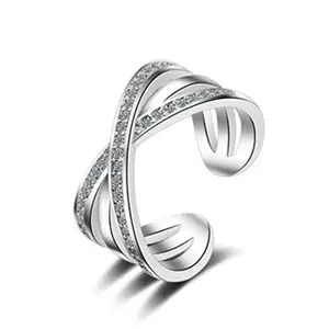 MYKI Stunning Cubiz Zircon Cross Fashionista adjustable Ring For Women & Girls