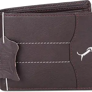 WILD EDGE Genuine Leather Stitch Design Wallet for Men - Versatile Leather Men's Wallet (Coffee Brown)