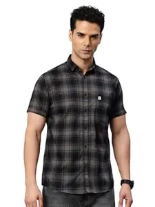 Majestic Man Men Comfort Slim Fit Checked Pure Cotton Half Sleeve Casual Shirt