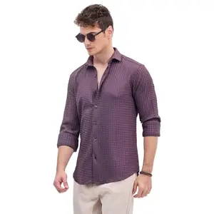 Snitch Purple Lightweight Casual Textured Shirts
