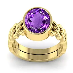 TODANI JEMS 6.25 Ratti 5.60 Carat Amethyst Ring Katela Ring Original Certified Natural Amethyst Stone Ring Astrological Birthstone Adjustable Ring for Men and Women,s