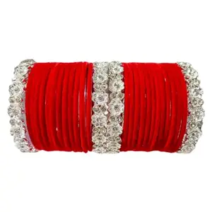 Elite Elegant in Red velvet and brass worked Bracelet & Bangles, Ethnic Wear Jewellery bangles set for women and girls (2.6)