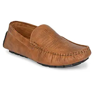KIATU Men's Synthetic Leather Slip-On Formal Shoes, Formal Casual Office Shoe for Men's and Boy's (Model: KT-502, Tan:9)